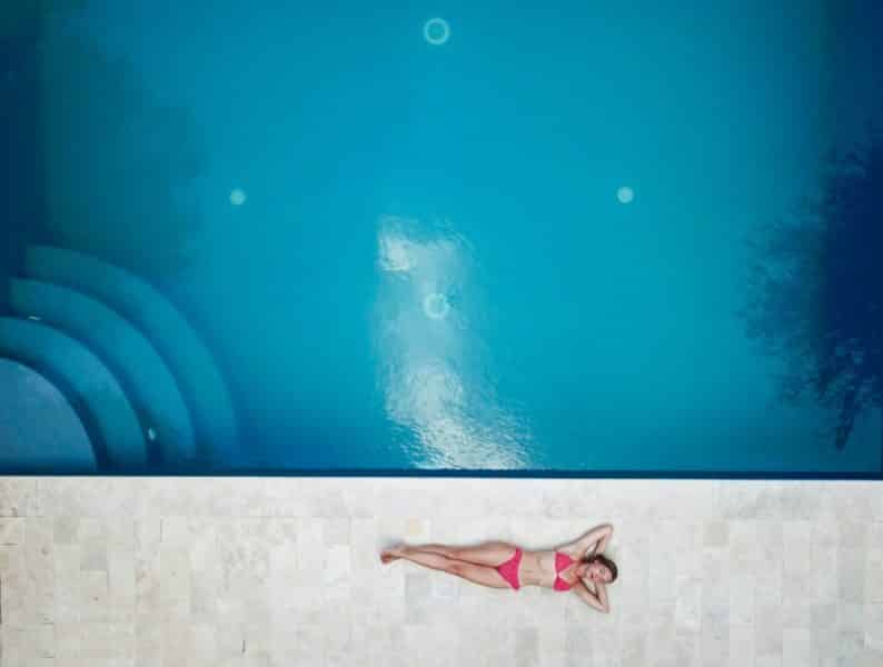 Drone photo of swimming pool