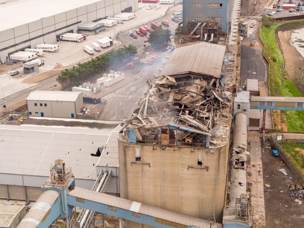 Grain Store Silo Explosion & fire thermographic imaging