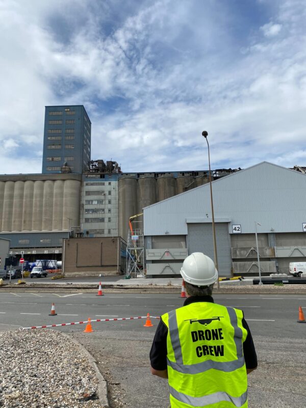 Drone Media Imaging for Port of Tilbury London Grain Store Explosion and Fire